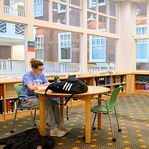 Student studying in Telford Library